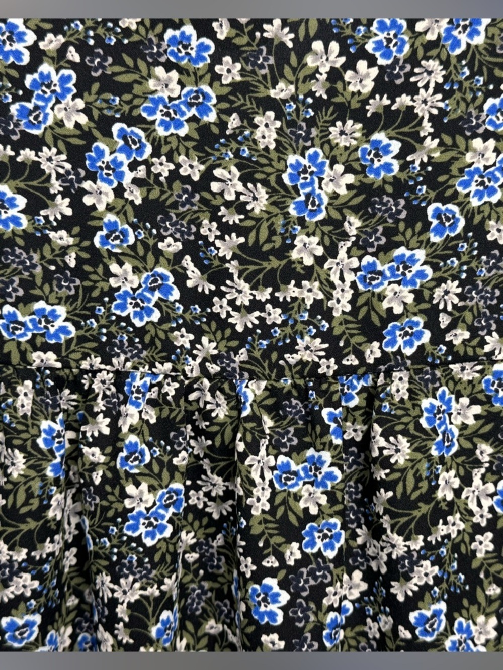 41 Hawthorn Floral Ruffle Hem Blouse Size S Petite Boho Long Sleeve - Picture 8 of 12